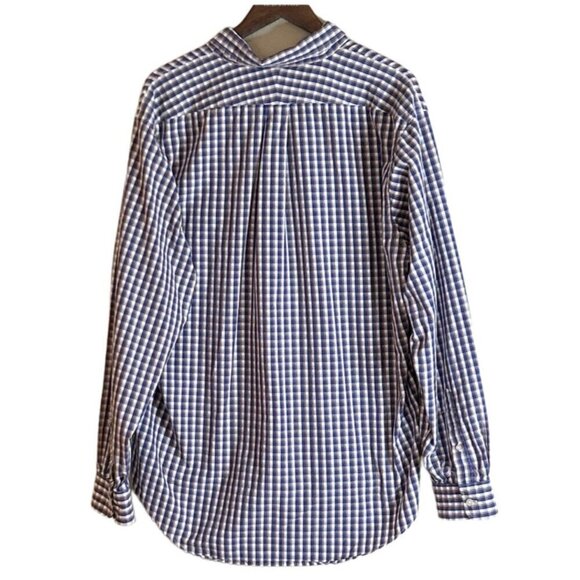 Lands' End Men's Button Front Long Sleeve Check Print Shirt Size 17-17 1/2 XL - Picture 2 of 5